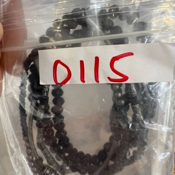 Vintage Lot Black Silver Tone Beaded Layered Statement Bracelets Boho Grunge - Picture 9 of 9